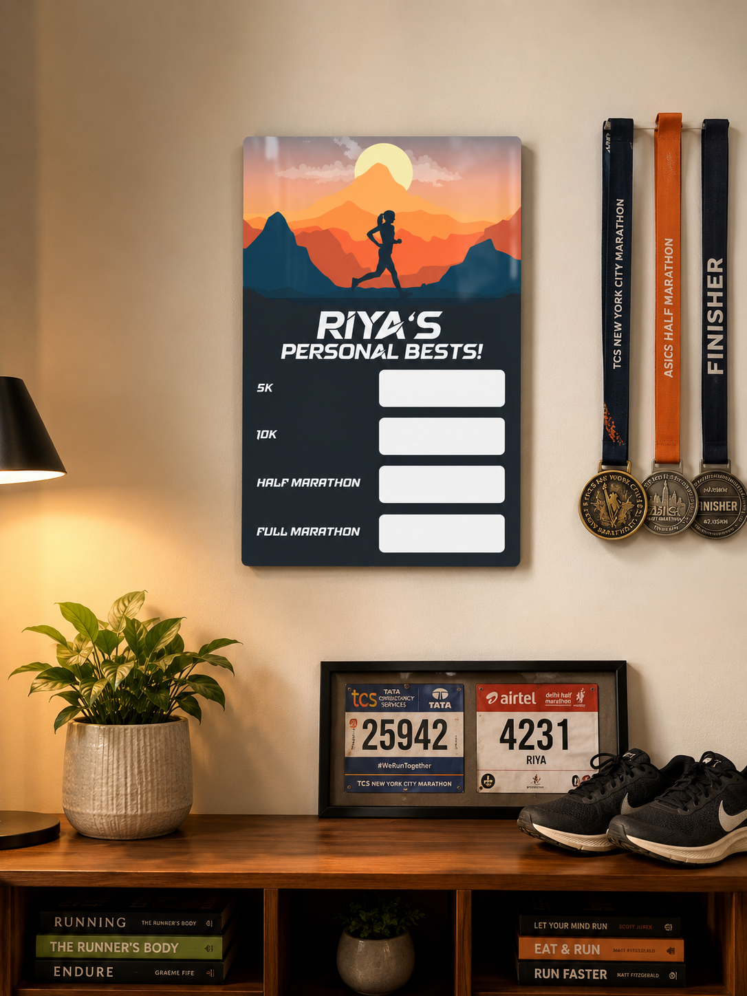 Personalized Running Personal Bests Plaque